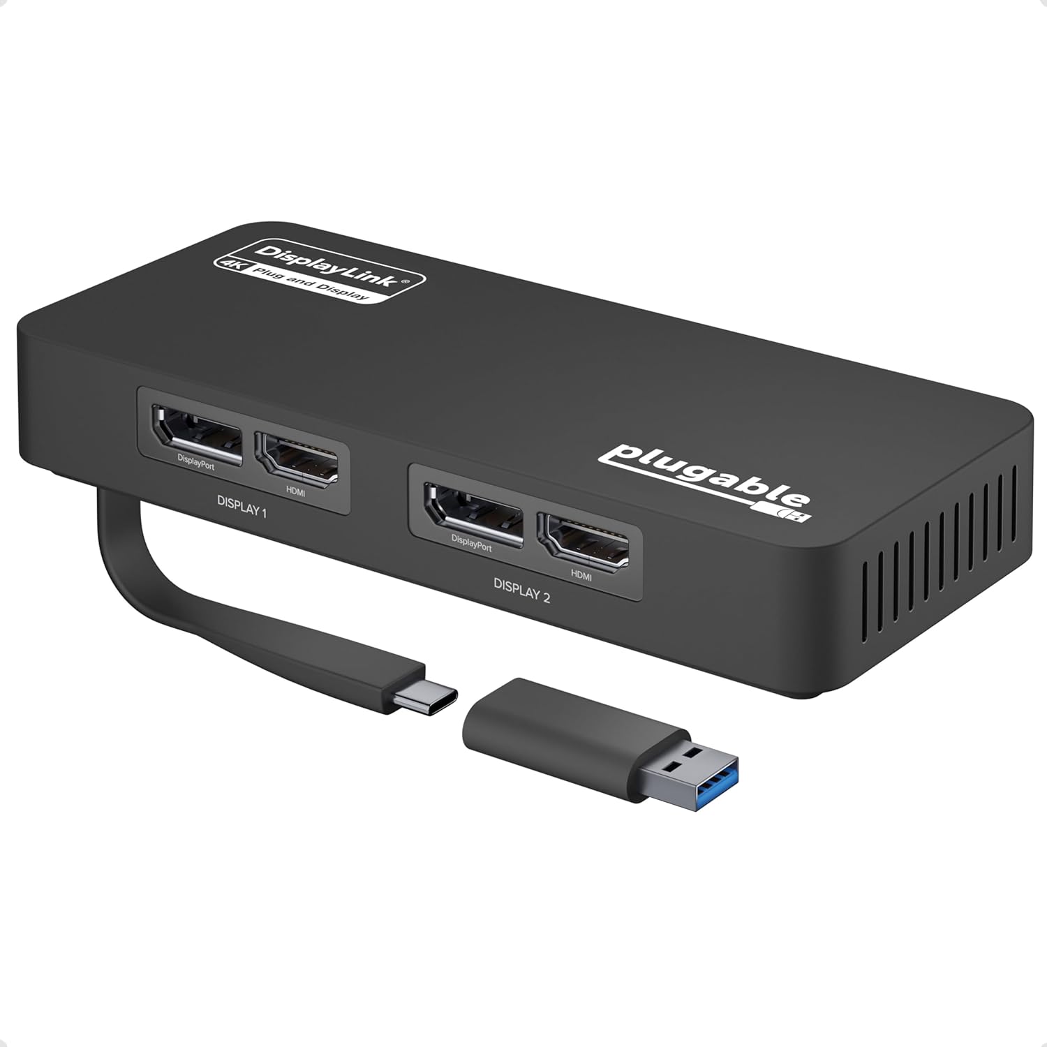 Plugable 4K DisplayPort and HDMI Dual Monitor Adapter ...