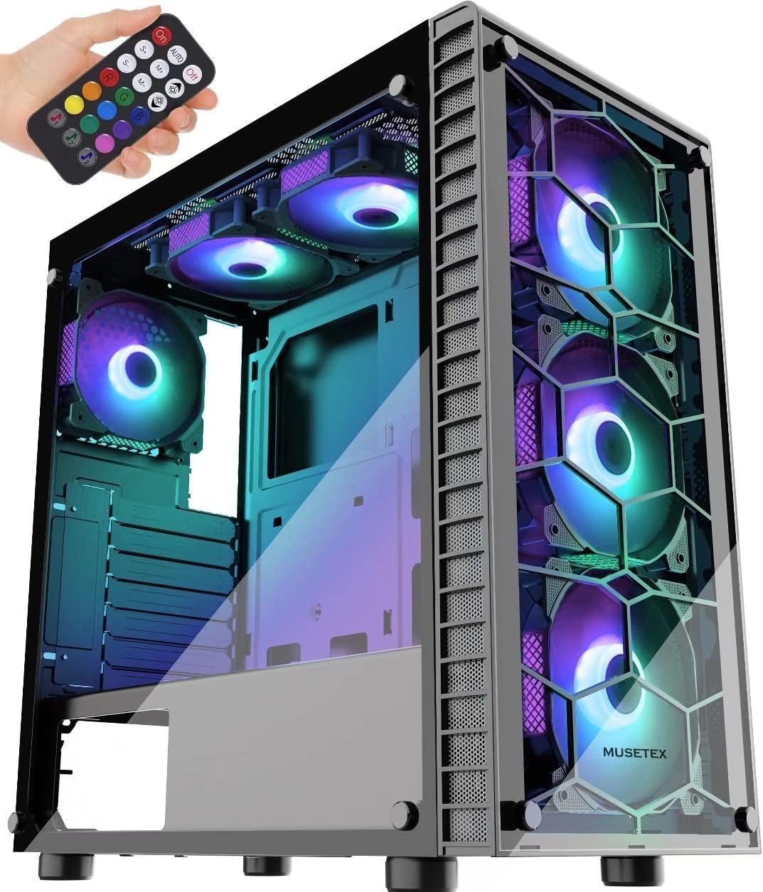 MUSETEX Black ATX Mid-Tower Case with USB 3.0 and ...