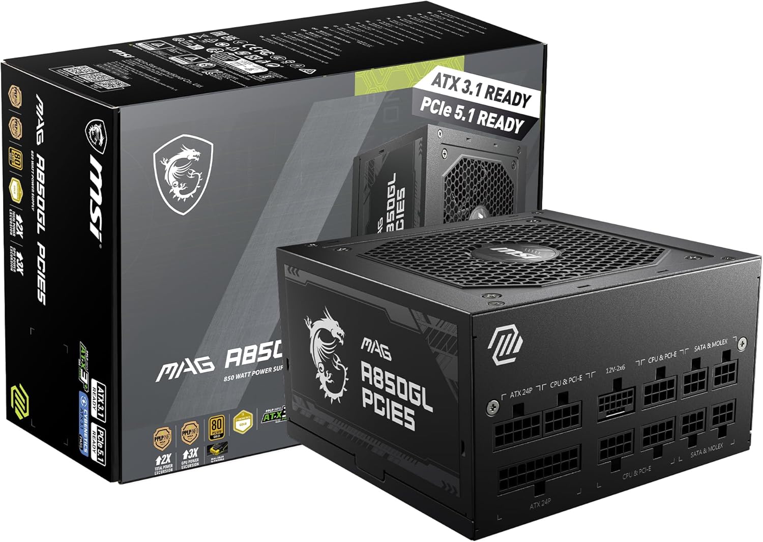 MSI MAG A850GL PCIE5, Fully Modular Compact Gaming ...