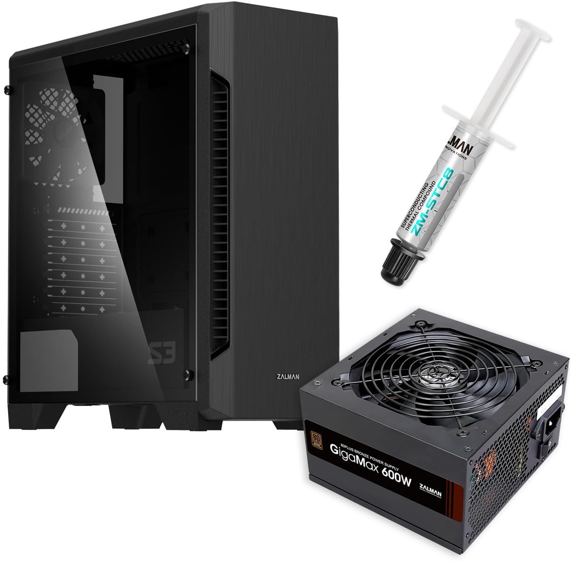 Zalman S3 TG ATX Mid Tower PC Case + 600W 80+ Plus ...